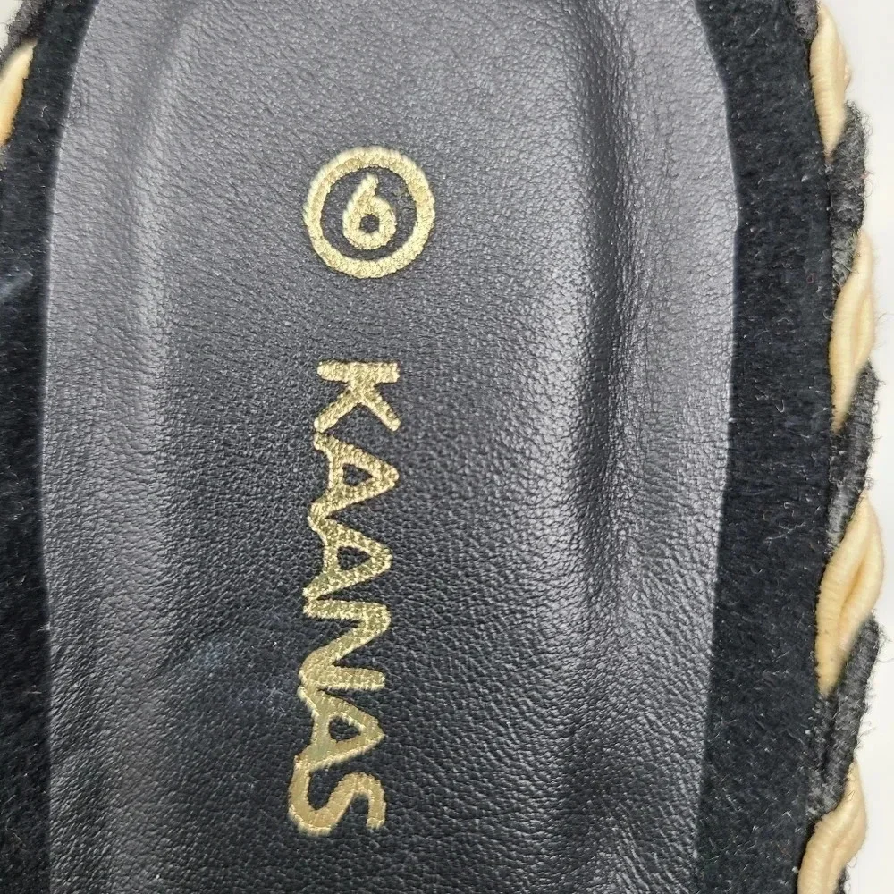 NWT Kaanas Maui Black Leather Open Toe Slides 6